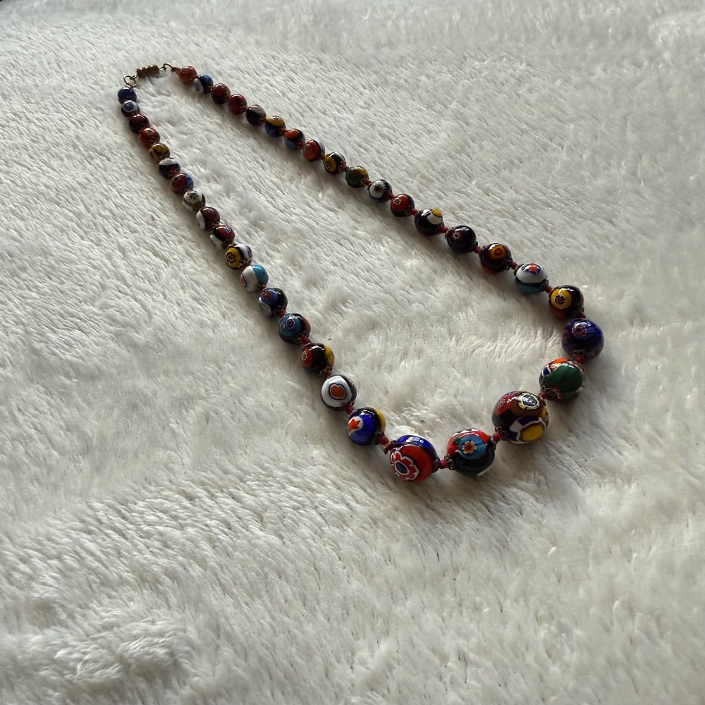 Vintage Italian Murano Glass Graduated Bead Neclace